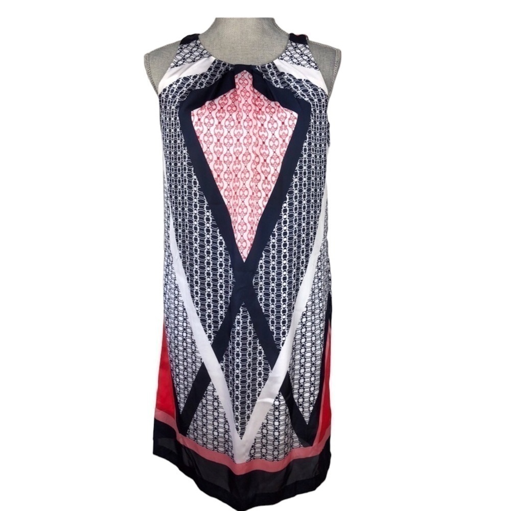 DANA BUCHMAN CLASSIC CORAL, WHITE AND BLUE GRAPHIC SHEATH 0744